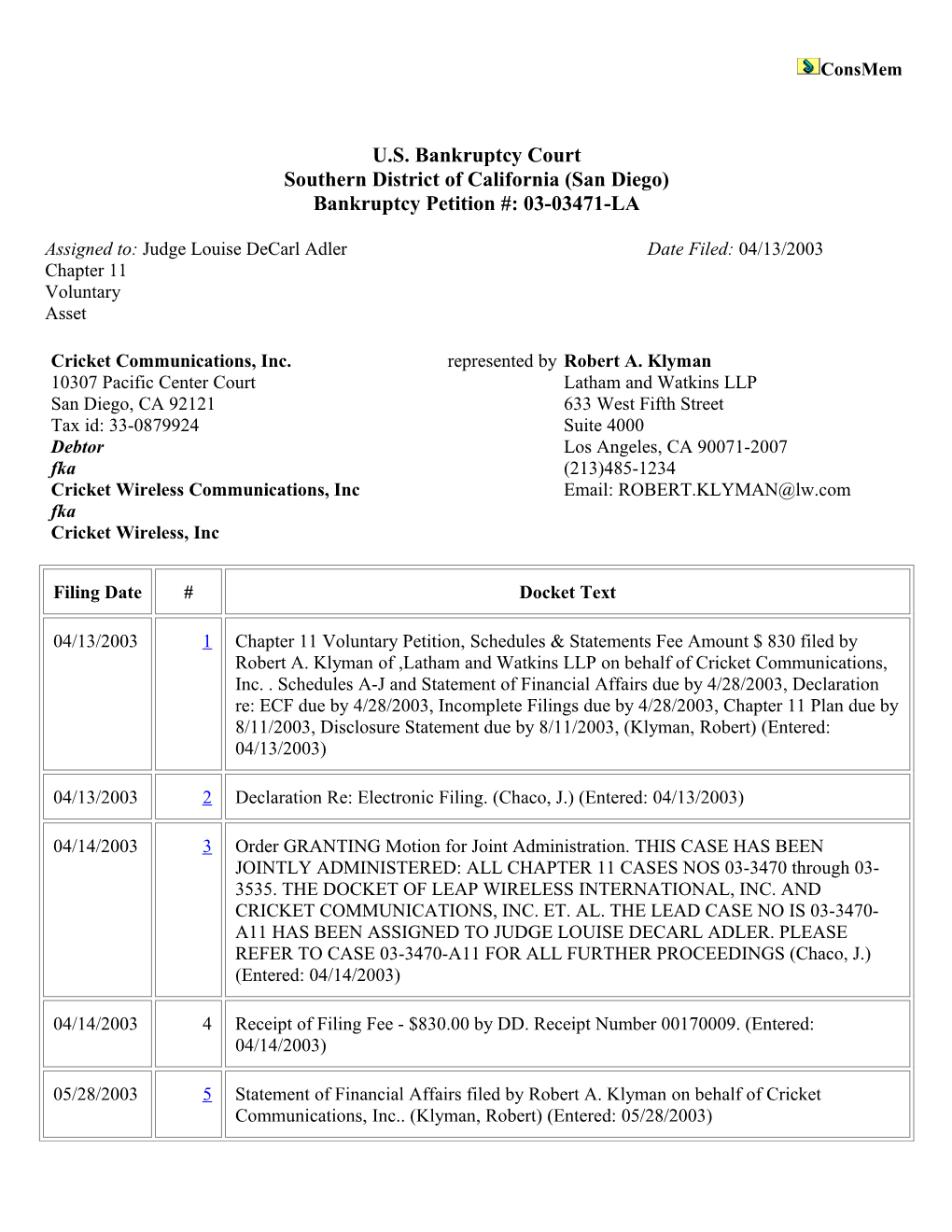 U.S. Bankruptcy Court Southern District of California (San Diego) Bankruptcy Petition