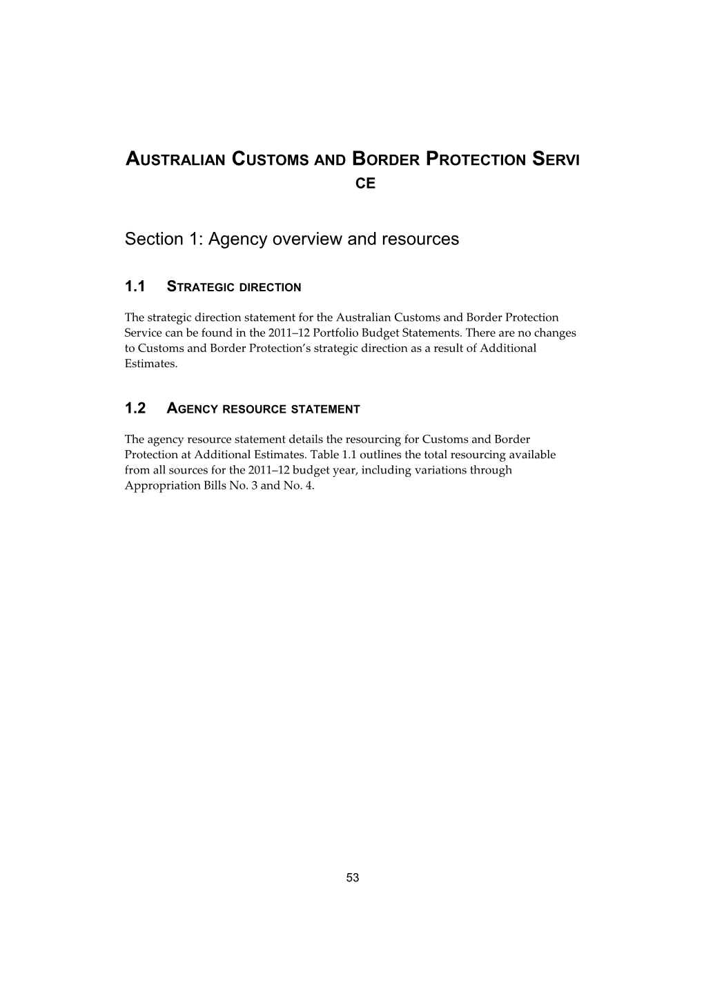 Portfolio Additional Estimates Statements 2011-12 - Customs