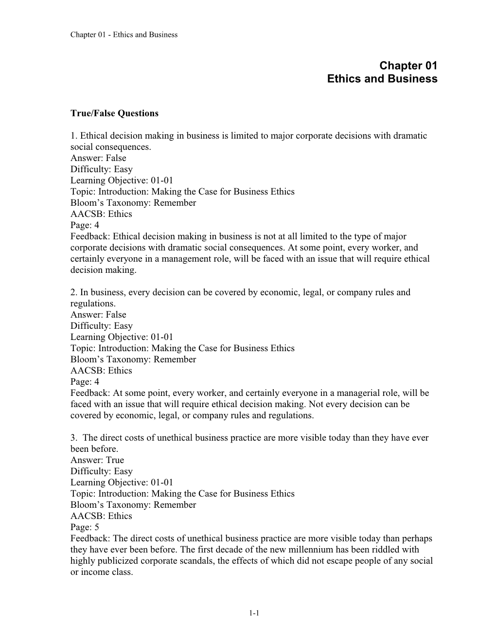 Chapter 01 Ethics and Business