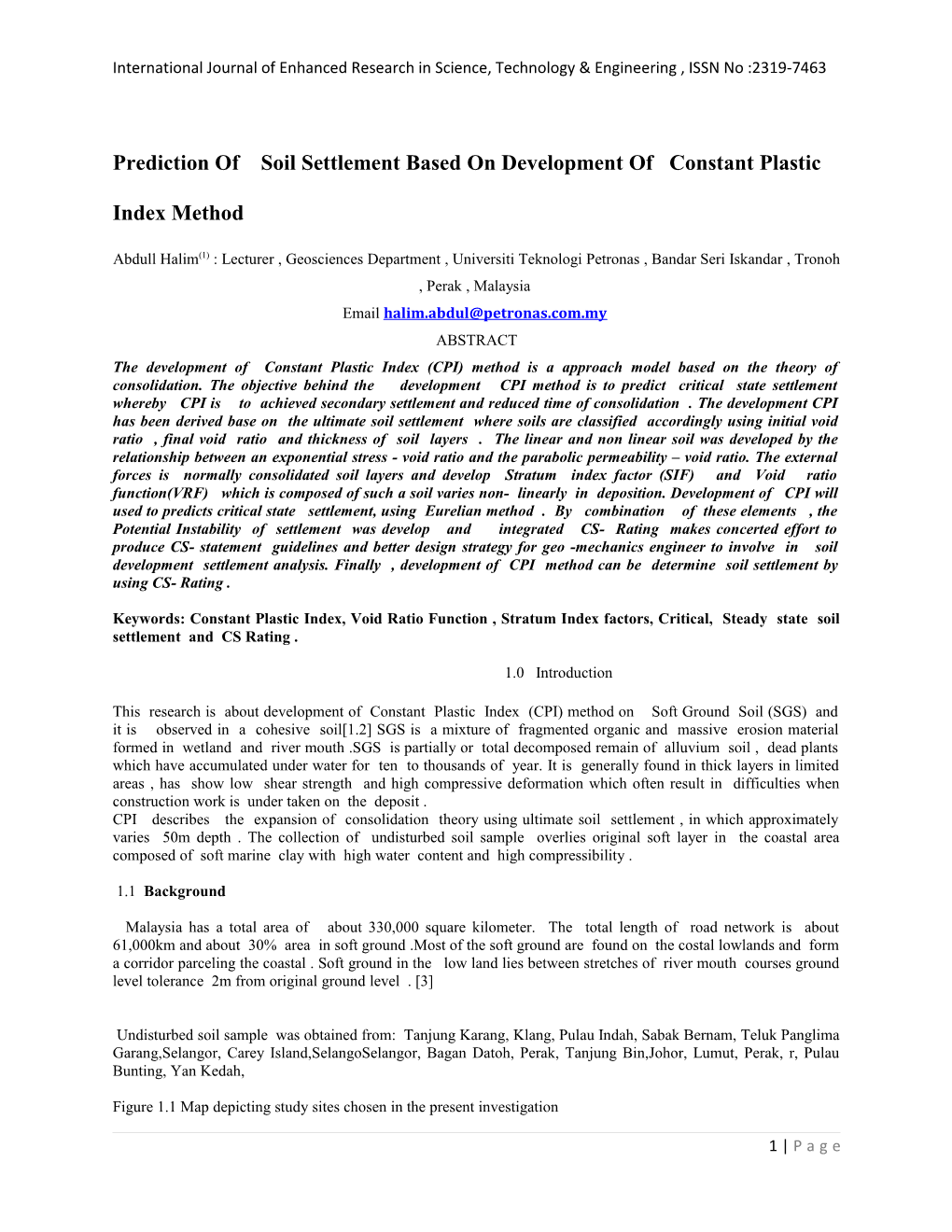 Prediction of Soil Settlement Based on Development of Constant Plastic Index Method