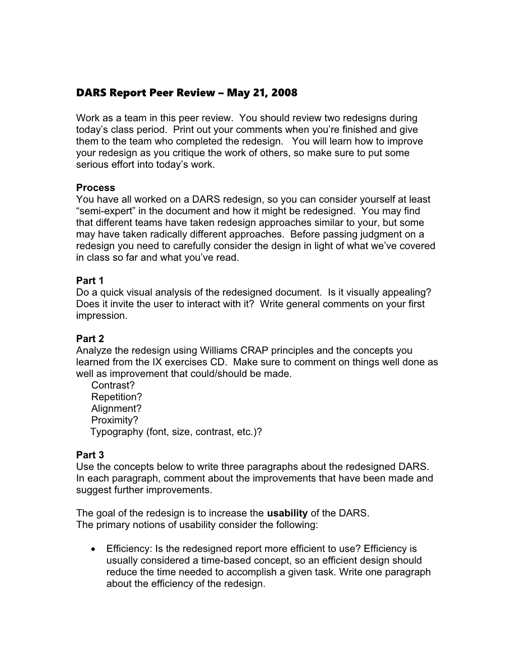 Peer Review of DARS Report