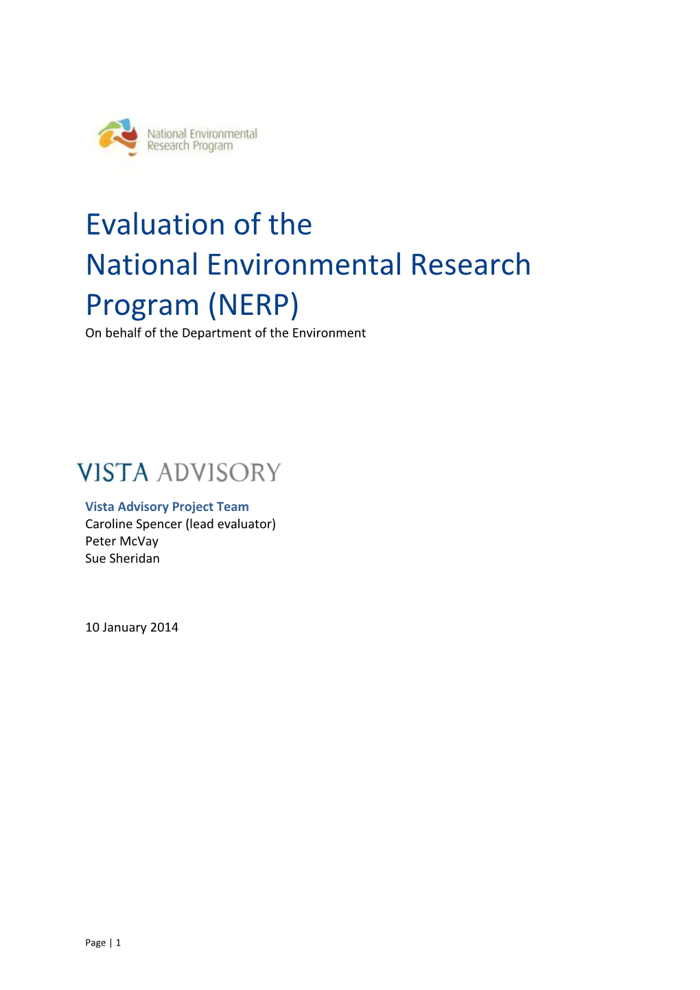 Evaluation of the National Environmental Research Program (NERP)