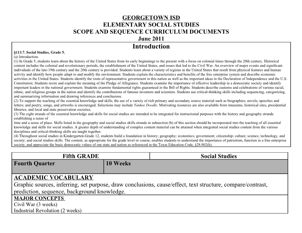 Scope and Sequence Curriculum Documents