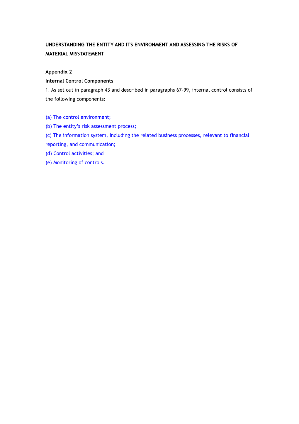 Understanding the Entity and Its Environment and Assessing the Risks of Material Misstatement