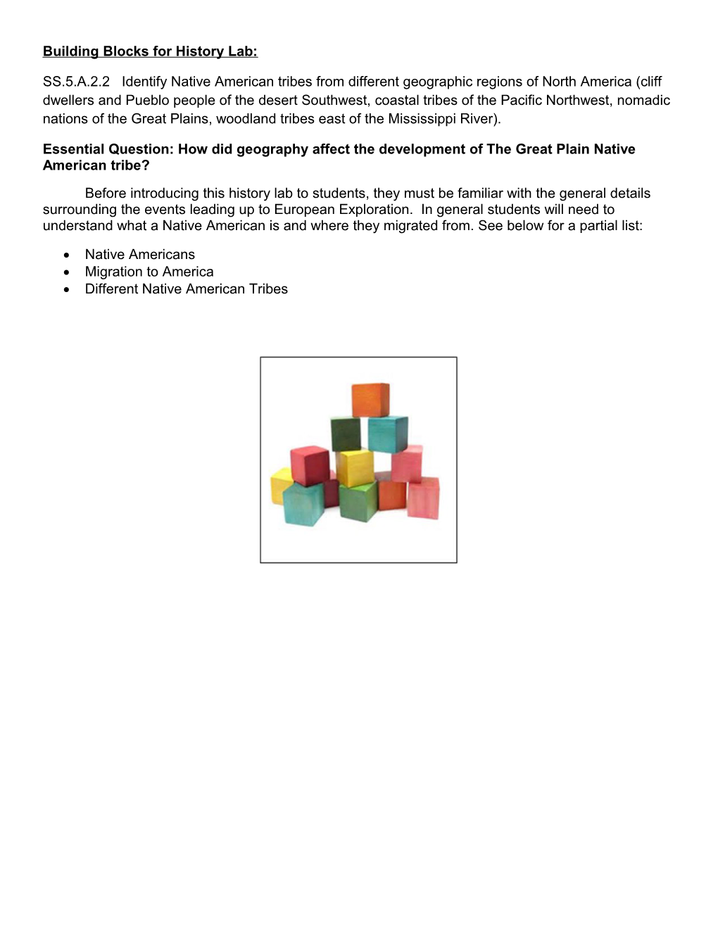 Building Blocks for History Lab s1