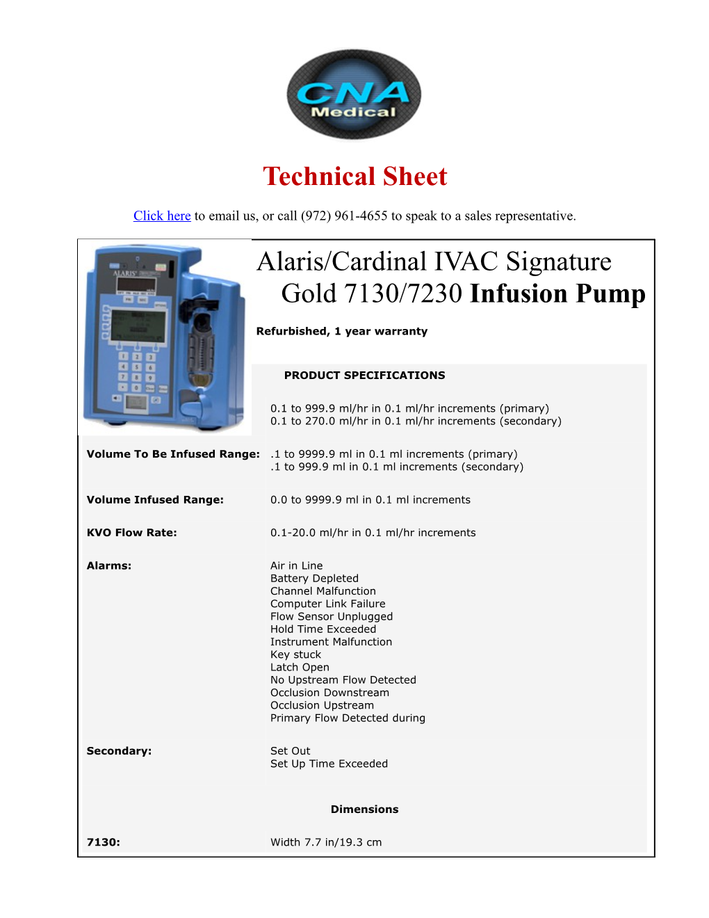 Alaris/Cardinal IVAC Signature Gold 7130/7230 Infusion Pump