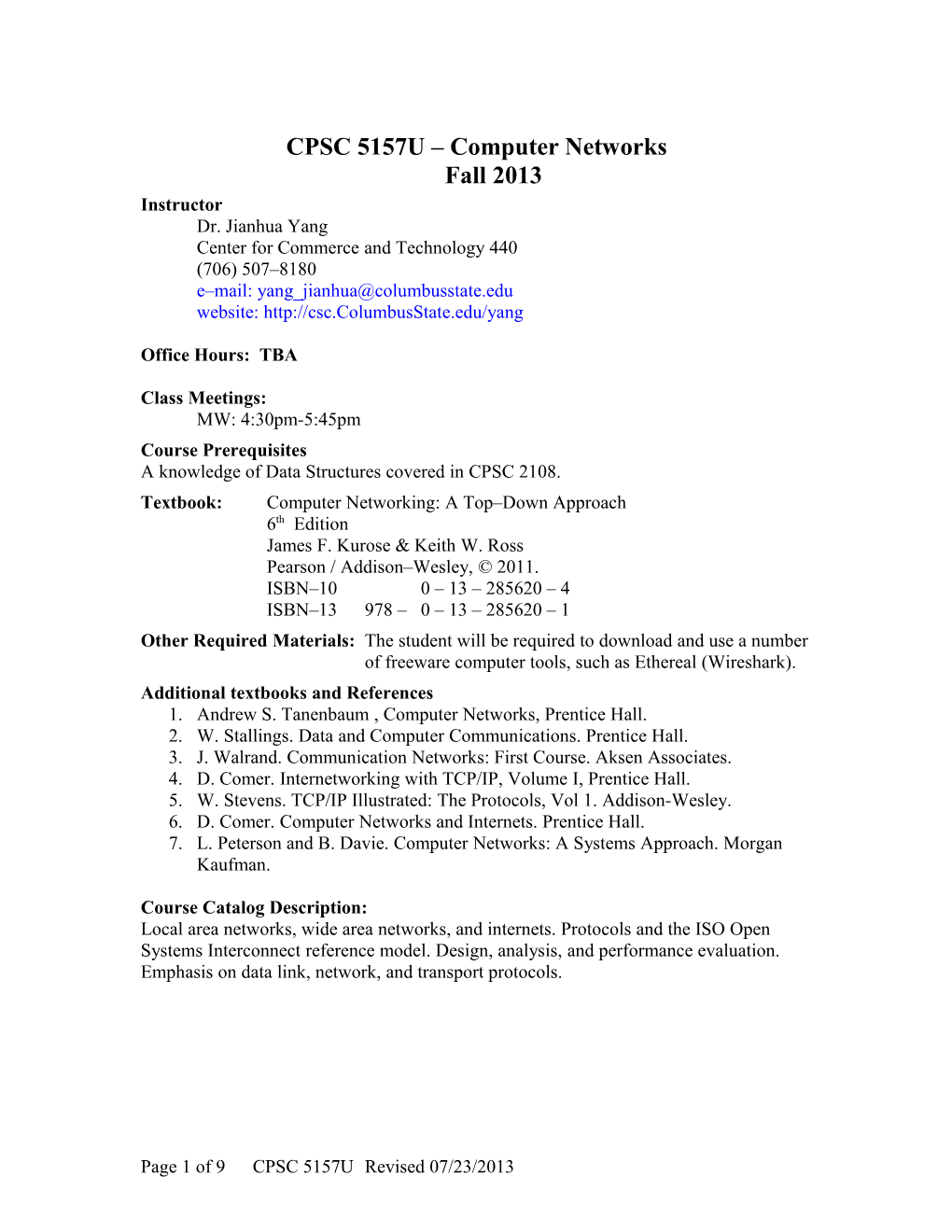 CPSC 5157 - Computer Networks