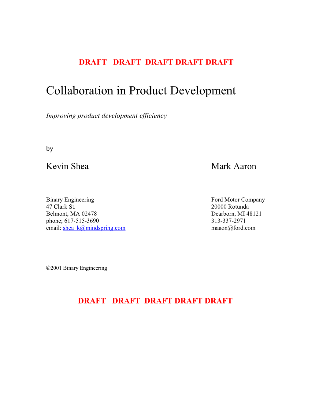 Collaboration in Product Development