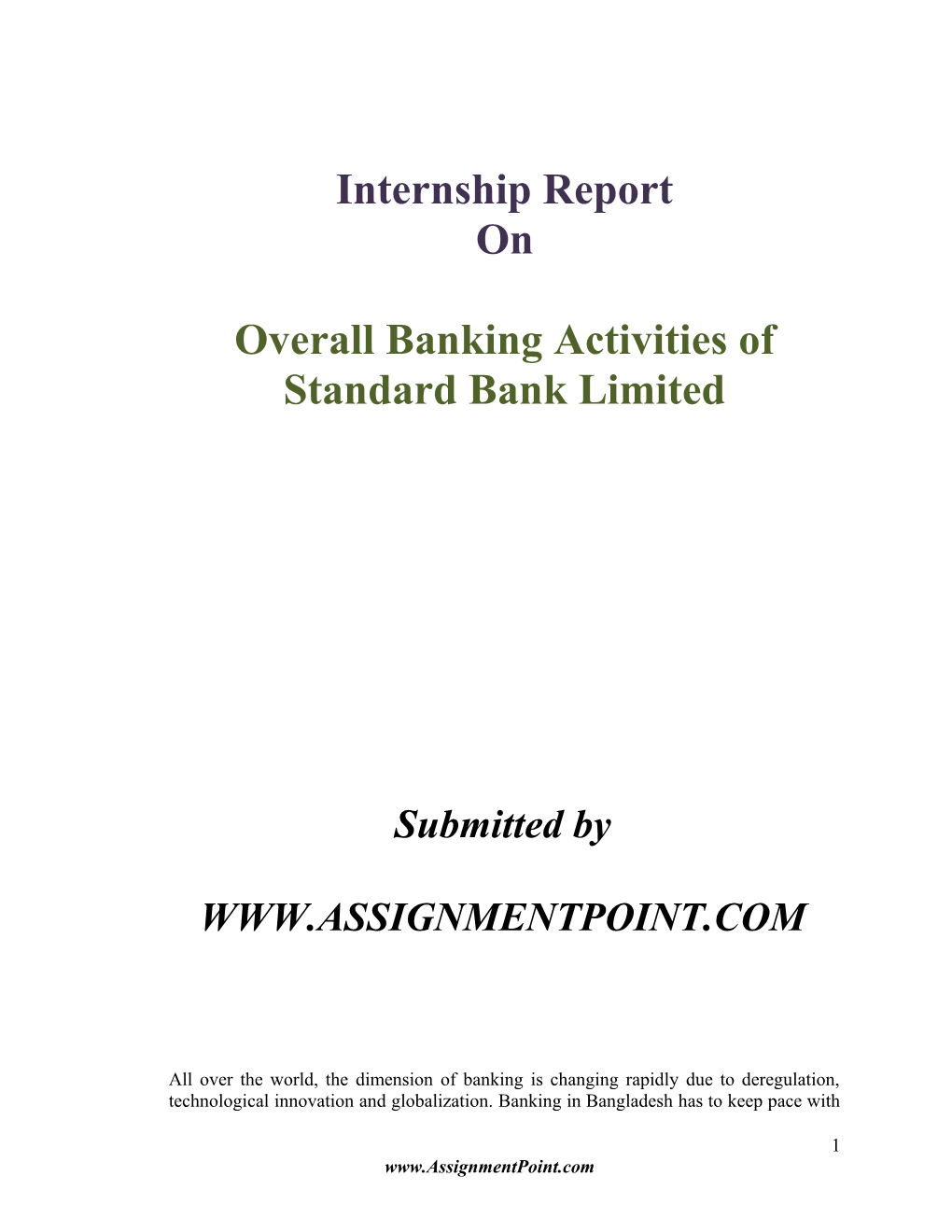 Overall Banking Activities of Standard Bank Limited