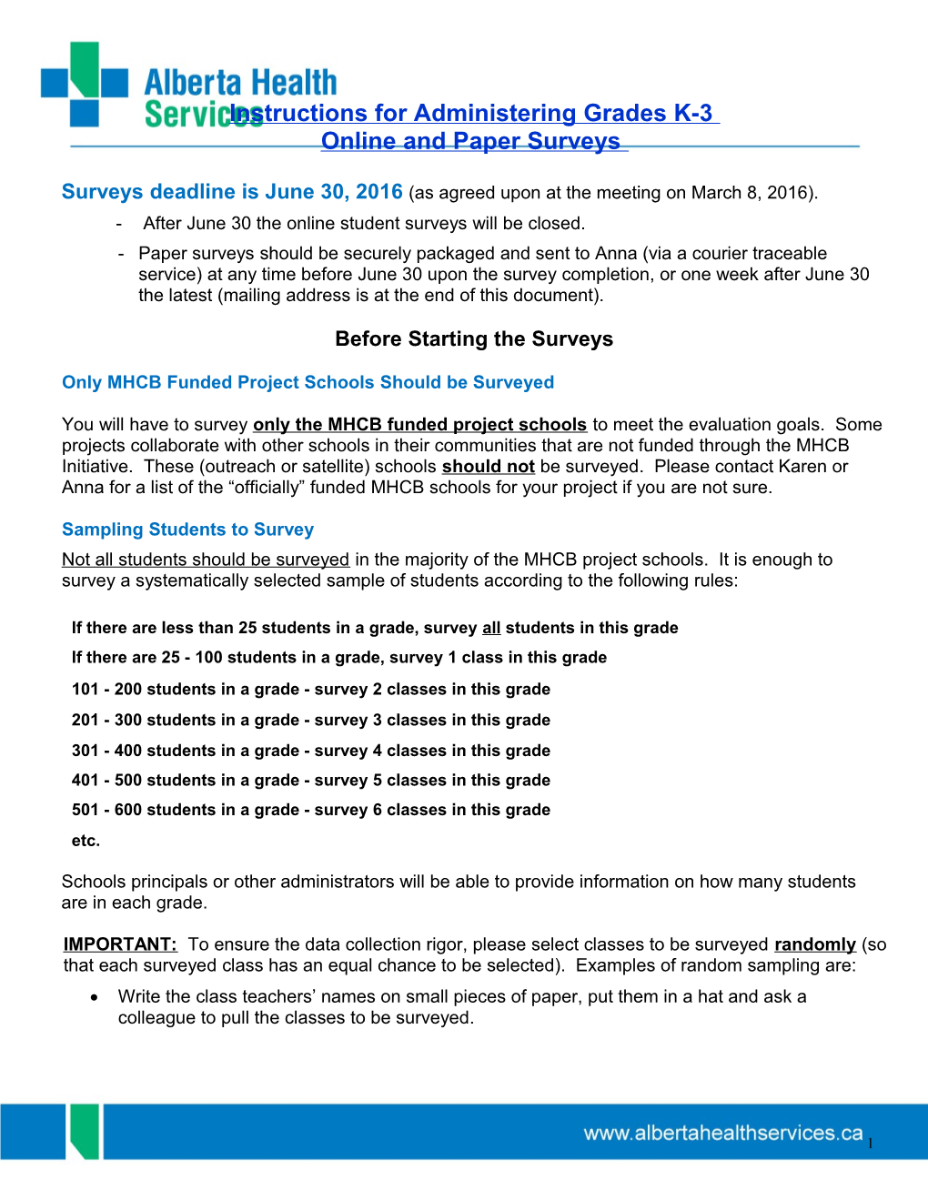 Instructions for Administering Grades K-3