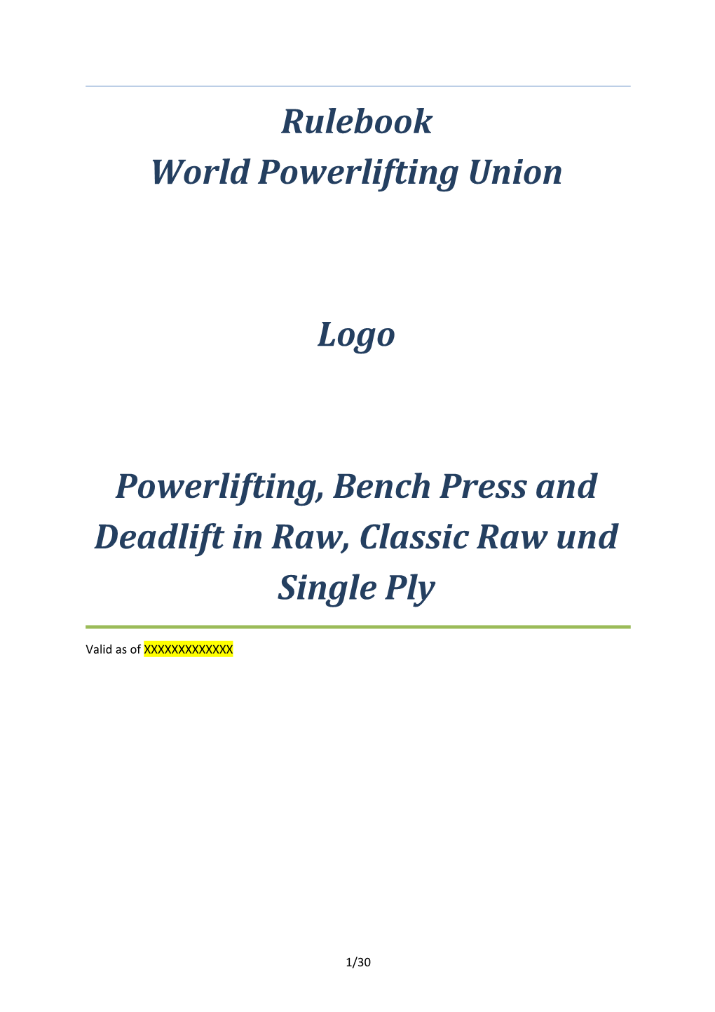 Rulebook World Powerlifting Union