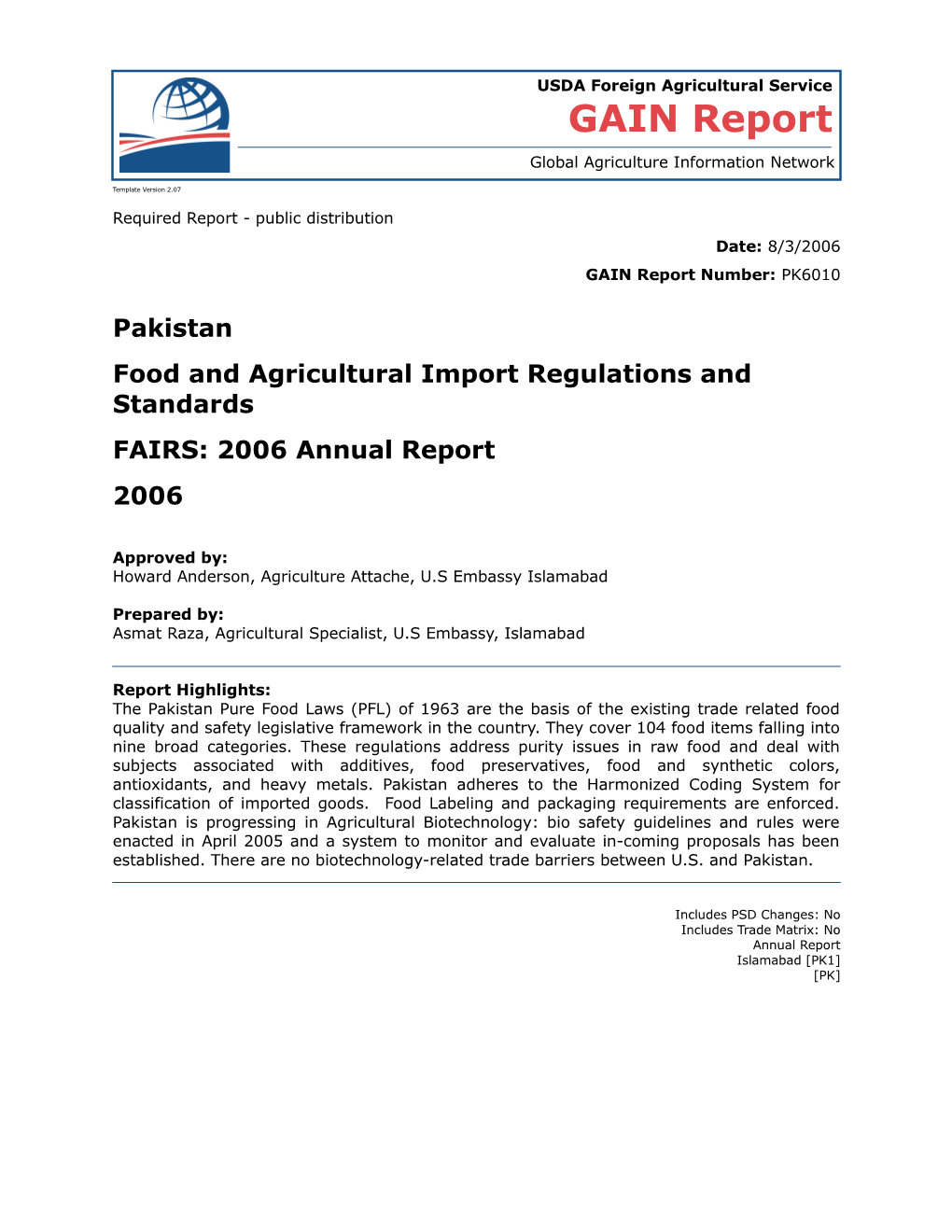 Food and Agricultural Import Regulations and Standards s16