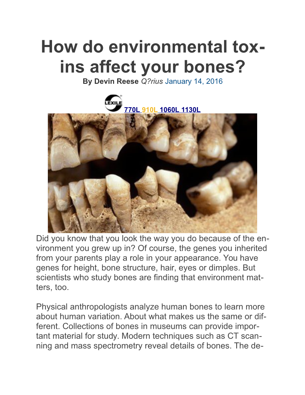 How Do Environmental Toxins Affect Your Bones?
