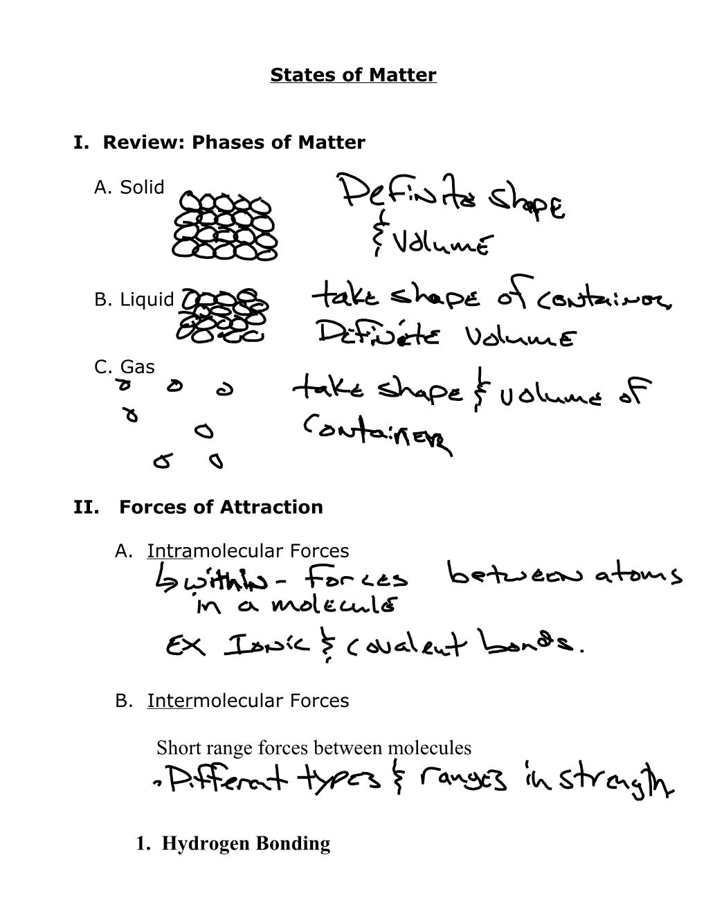 Unit #9: Phases of Matter and Gas Laws