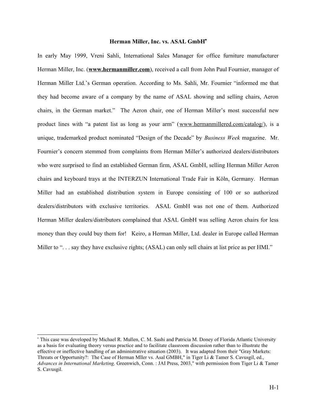 Herman Miller, Inc. Vs. ASAL Gmbh (