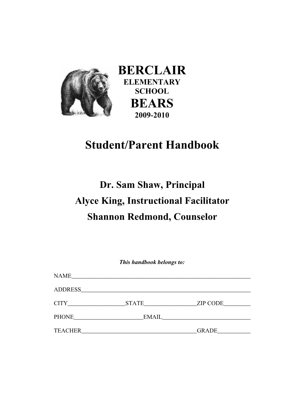 Berclair Student-Parent Handbook