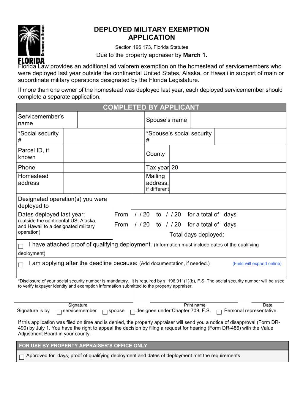 Deployed Military Exemption Applicati