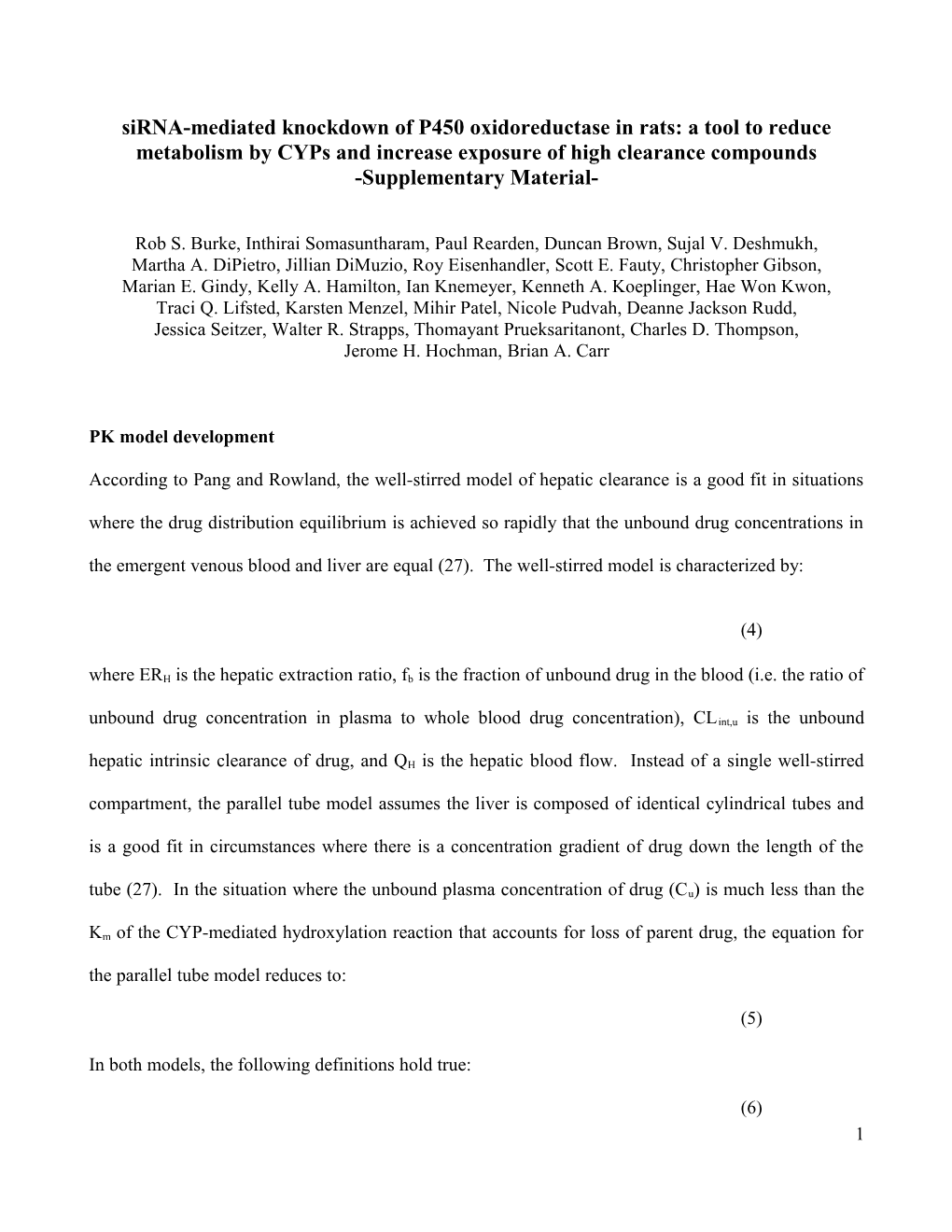 Sirna-Mediated Knockdown of P450 Oxidoreductasein Rats: a Tool to Reducemetabolism By