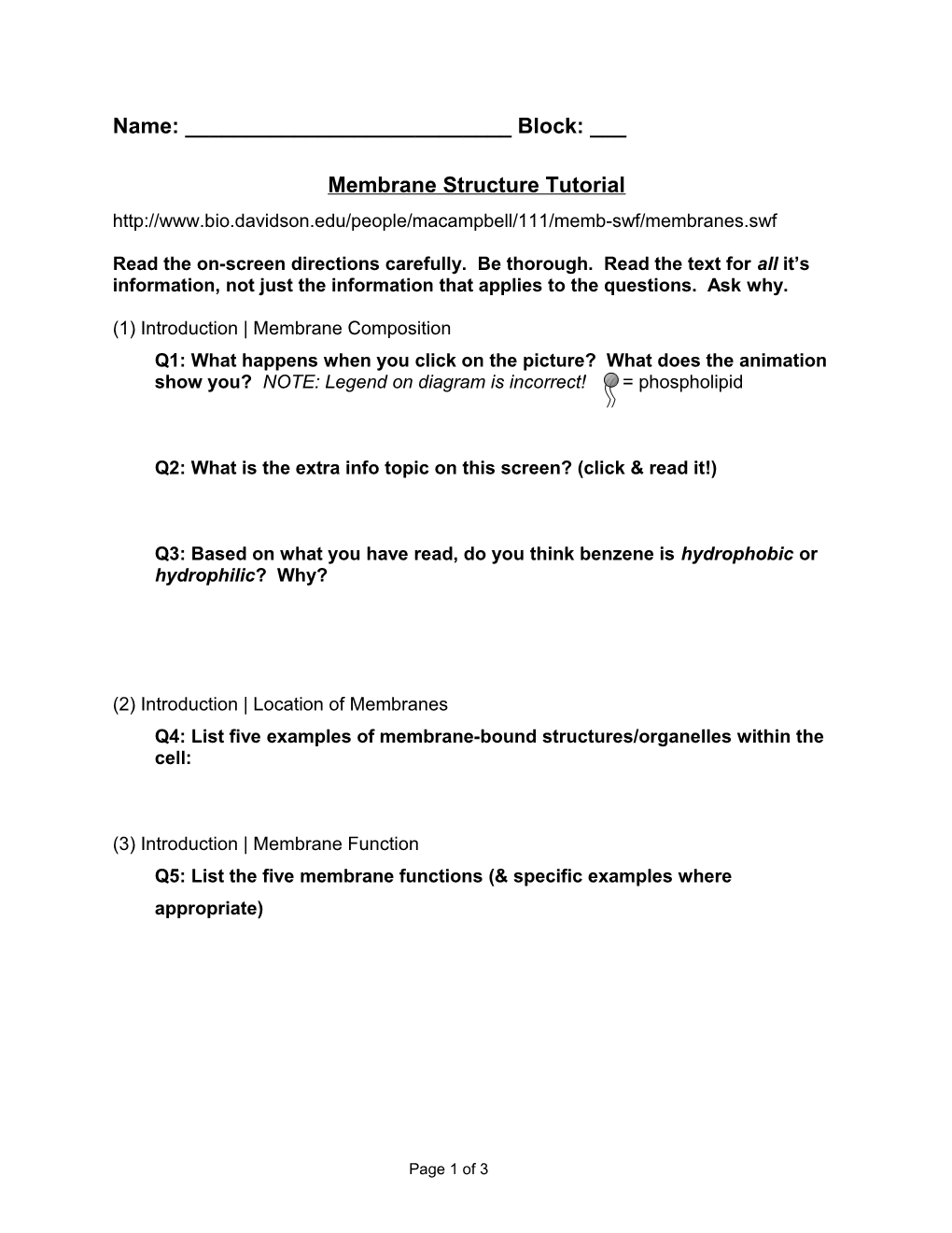 Membrane Structure Tutorial