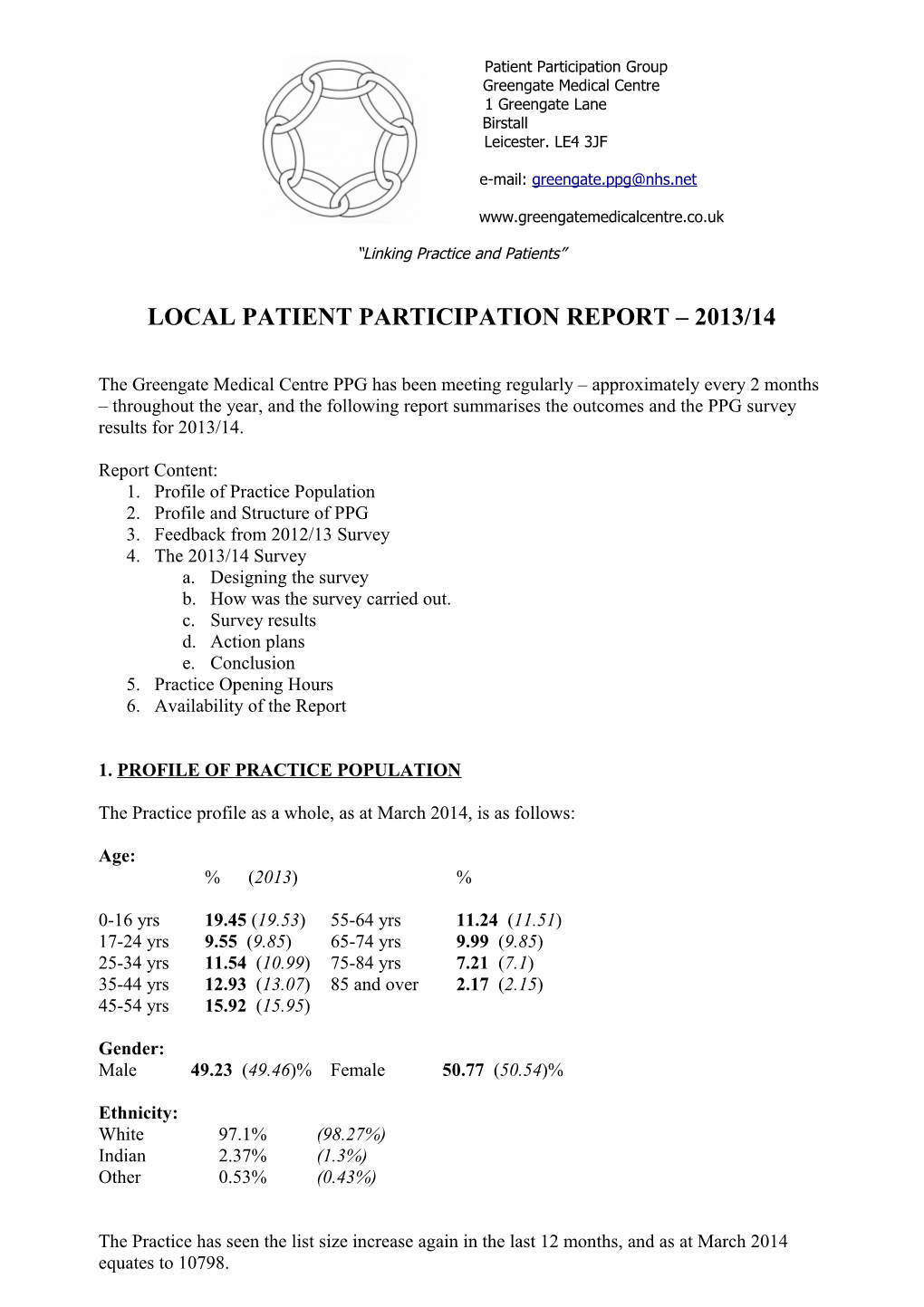 Patient Participation Report