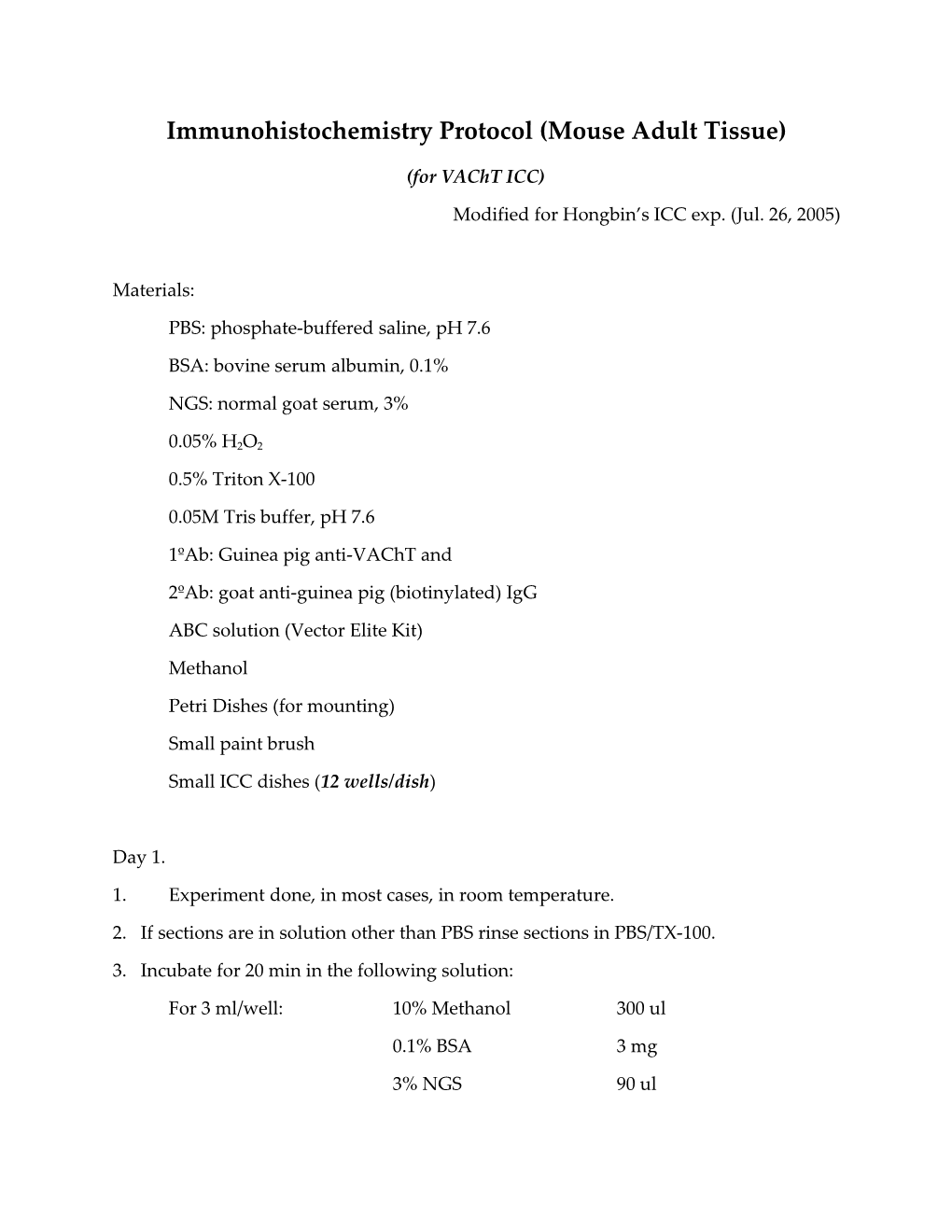 Immunohistochemistry Protocol (Mouse Adult Tissue) s1