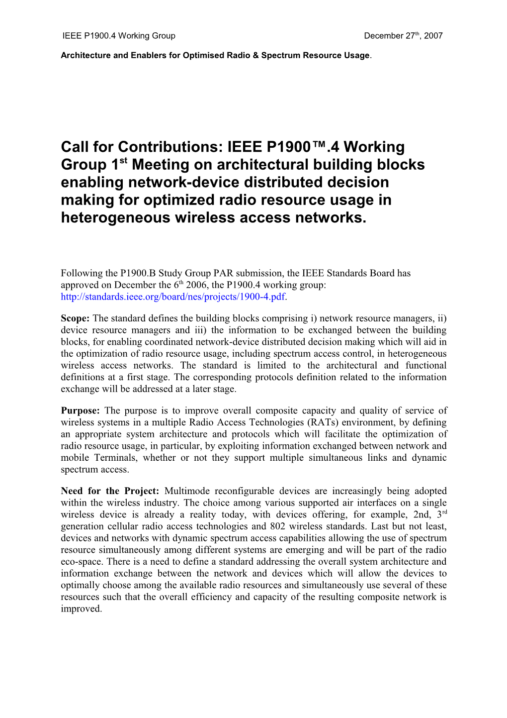 Architecture and Enablers for Optimised Radio & Spectrum Resource Usage