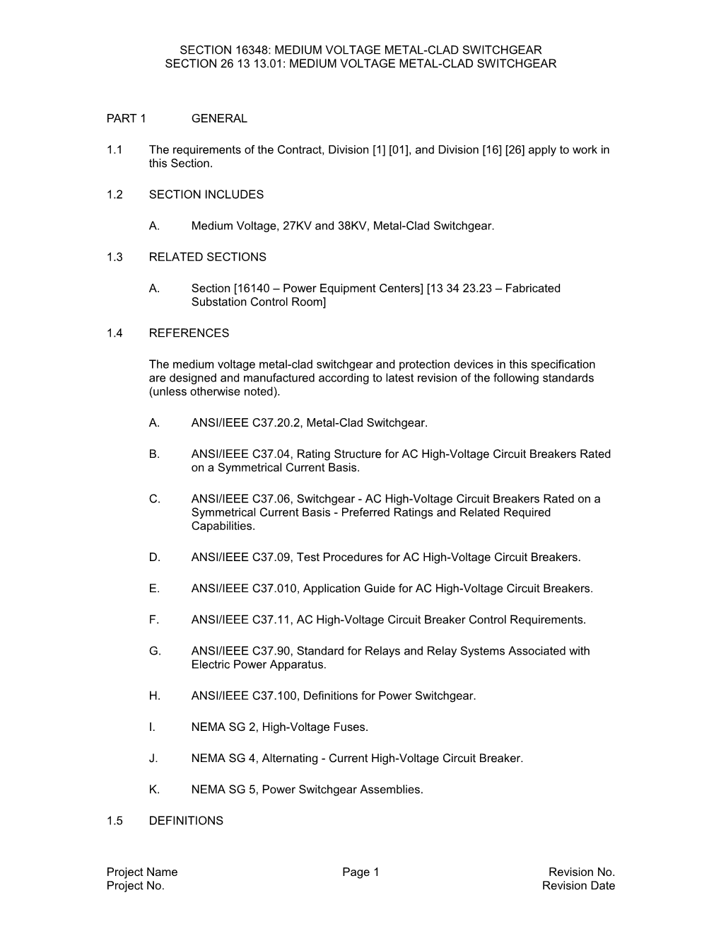 Section 16348: Medium Voltage Metal-Clad Switchgear