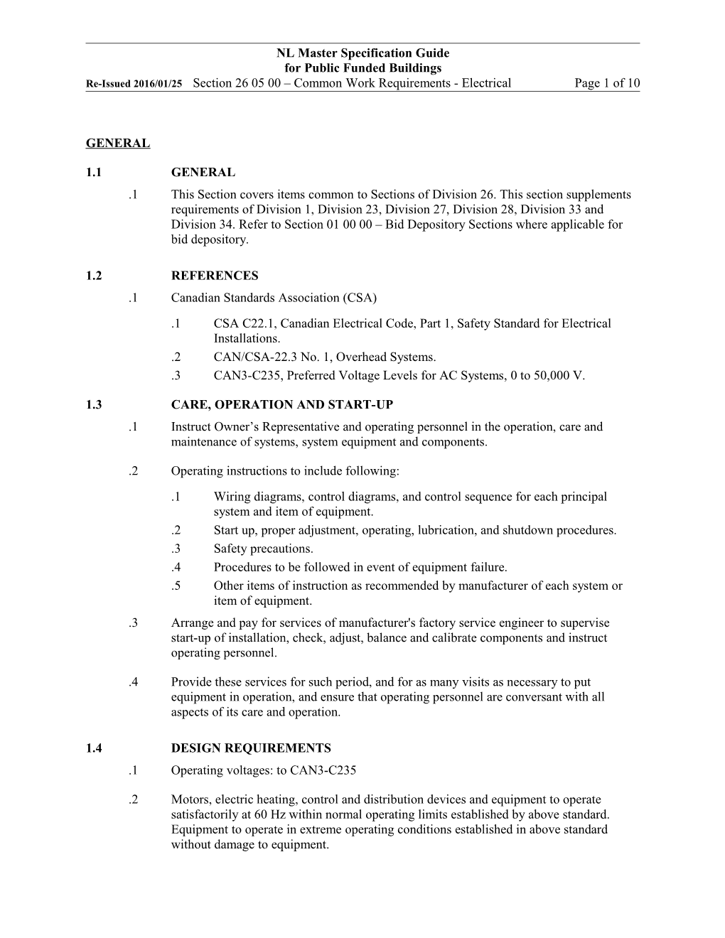 Common Work Results - Electrical