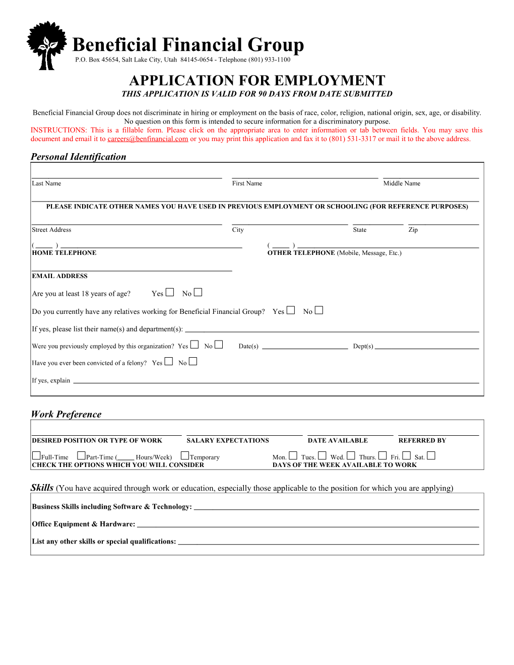 Application for Employment s107