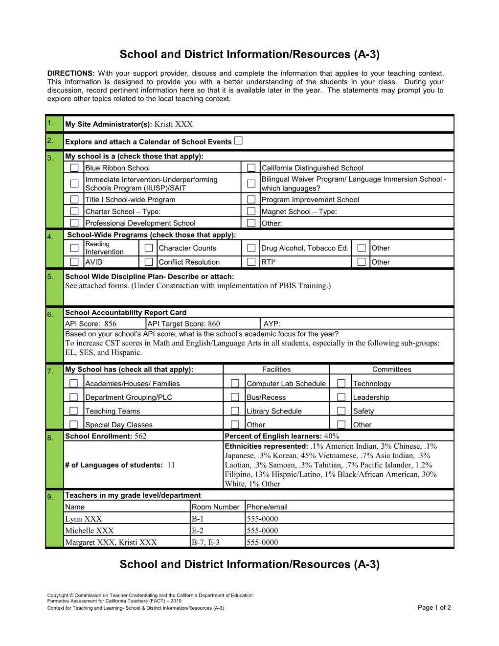 Sarah - 3Rd Grade - School District Information