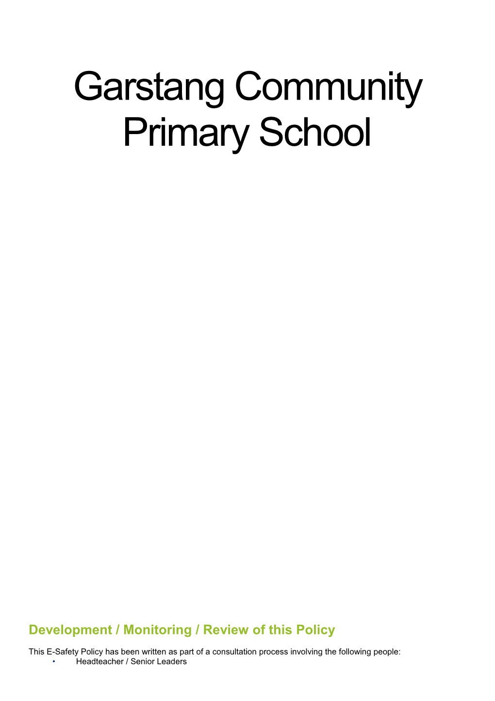 Garstang Community Primary School E-Safety Policy