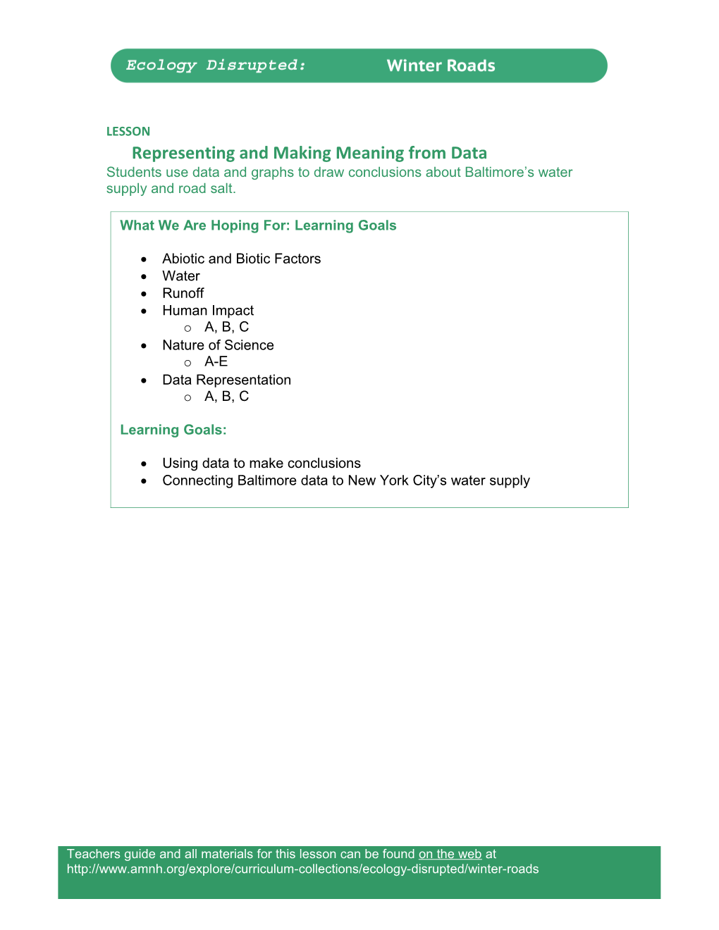Lesson Representing and Making Meaning from Data