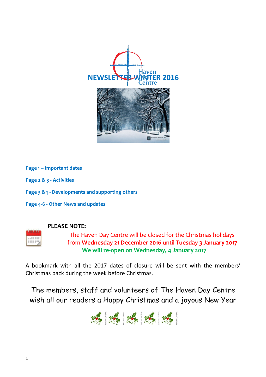 Newsletter Winter 2016