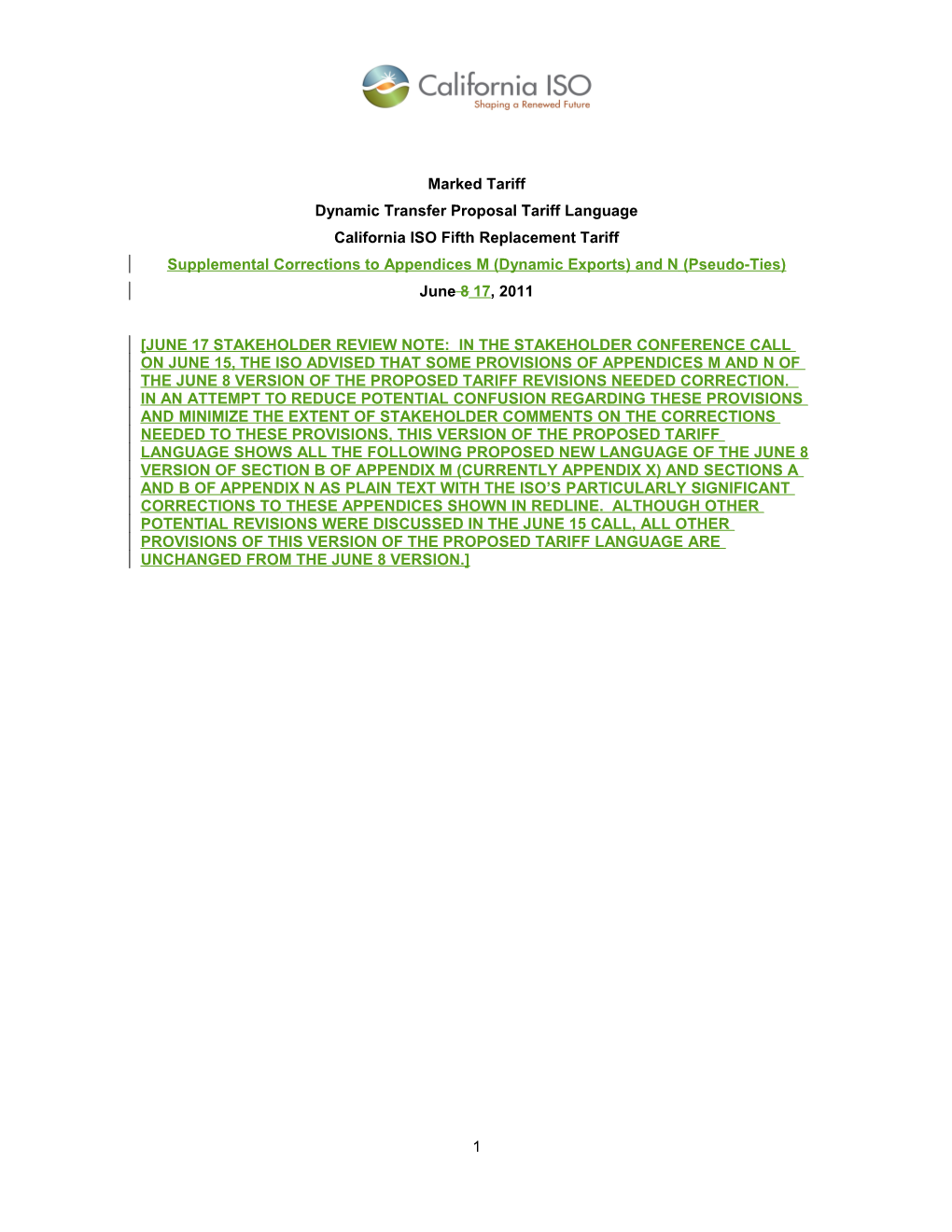 Dynamic Transfers Supplemental Corrections to Appendices M and N