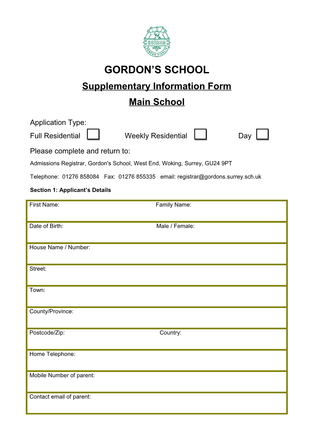Supplementary Information Form