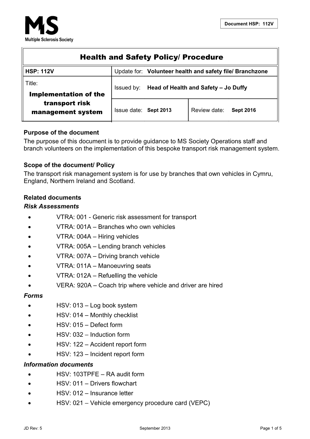 Policy and Procedure Risk Assessment