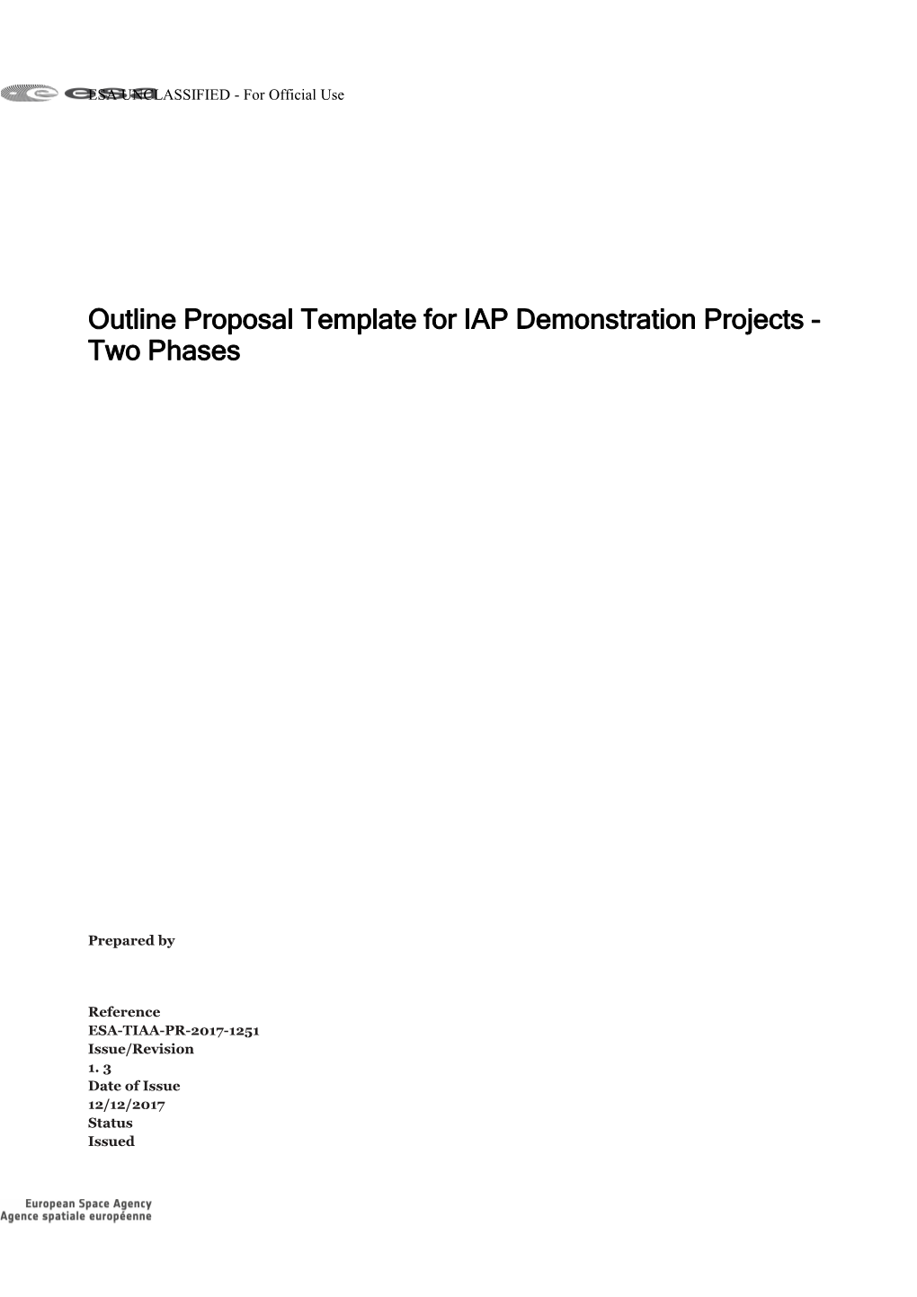 Outline Proposal Template for IAP Demonstration Projects - Two Phases