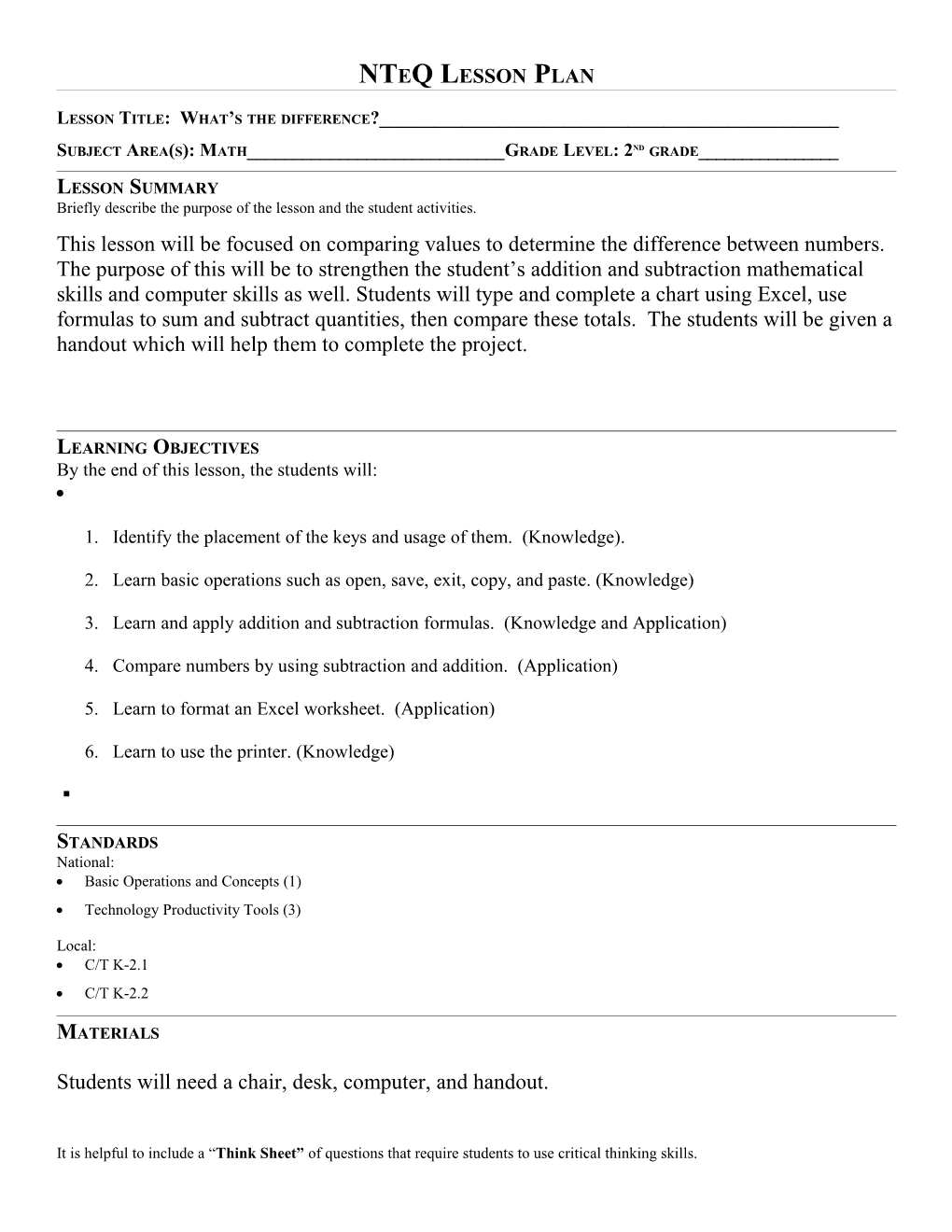 Nteq Lesson Plan