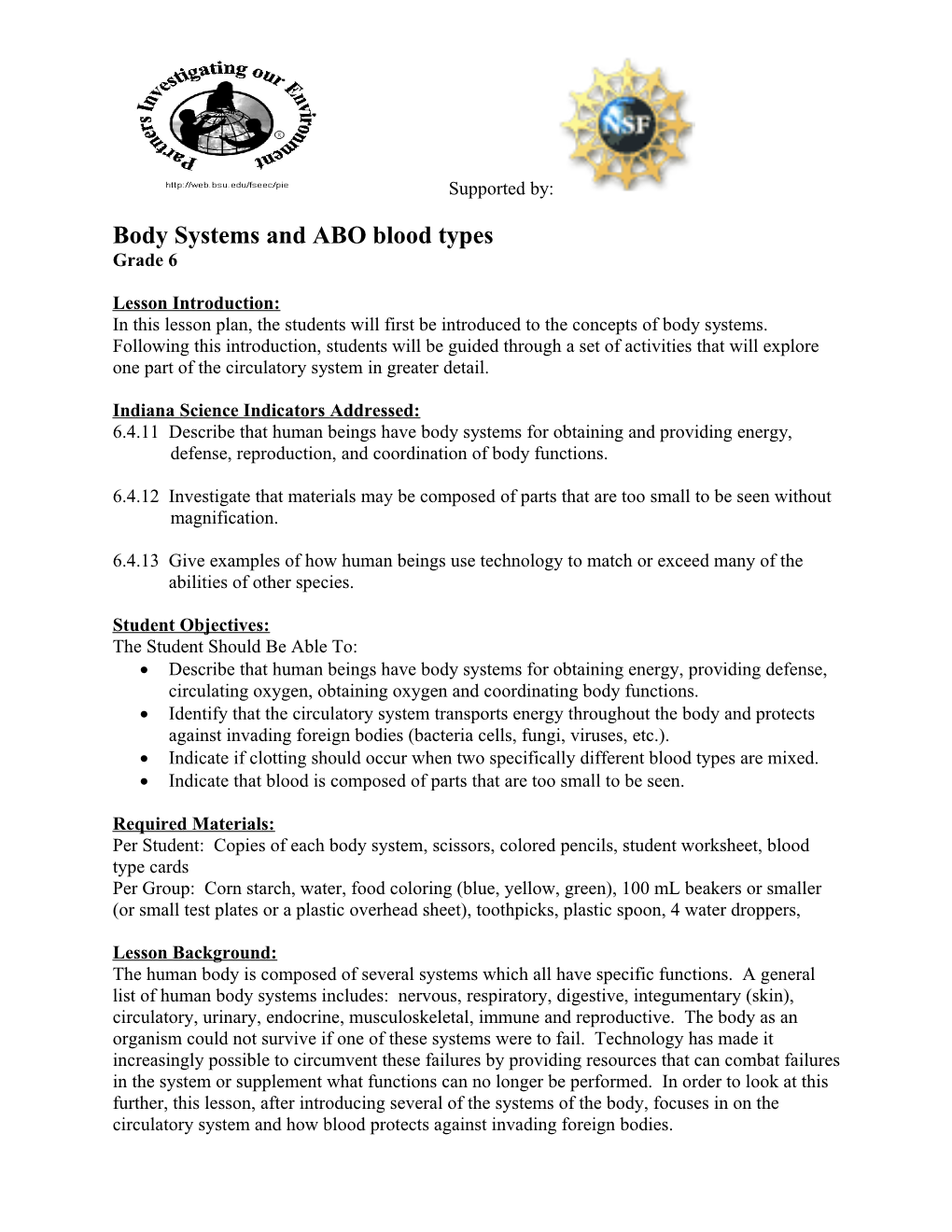 Body Systems and ABO Blood Types