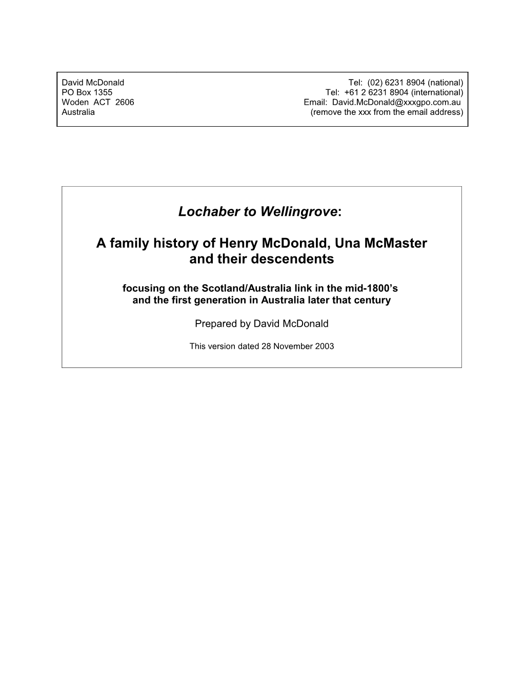 Mcdonald Family History