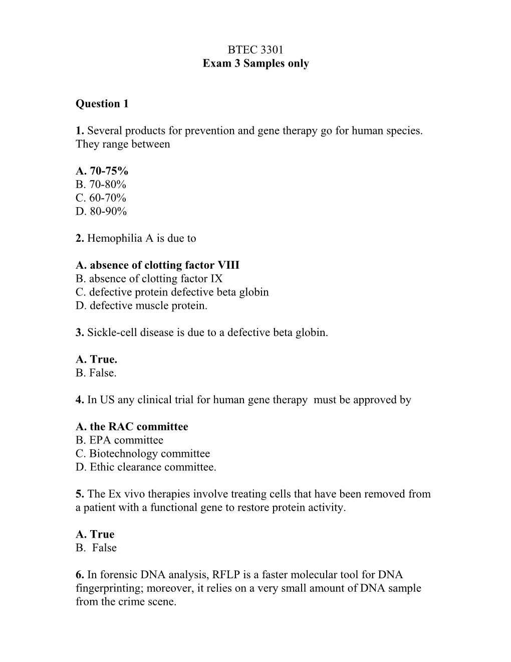 Biotechnoloy :Guides for Exam 2