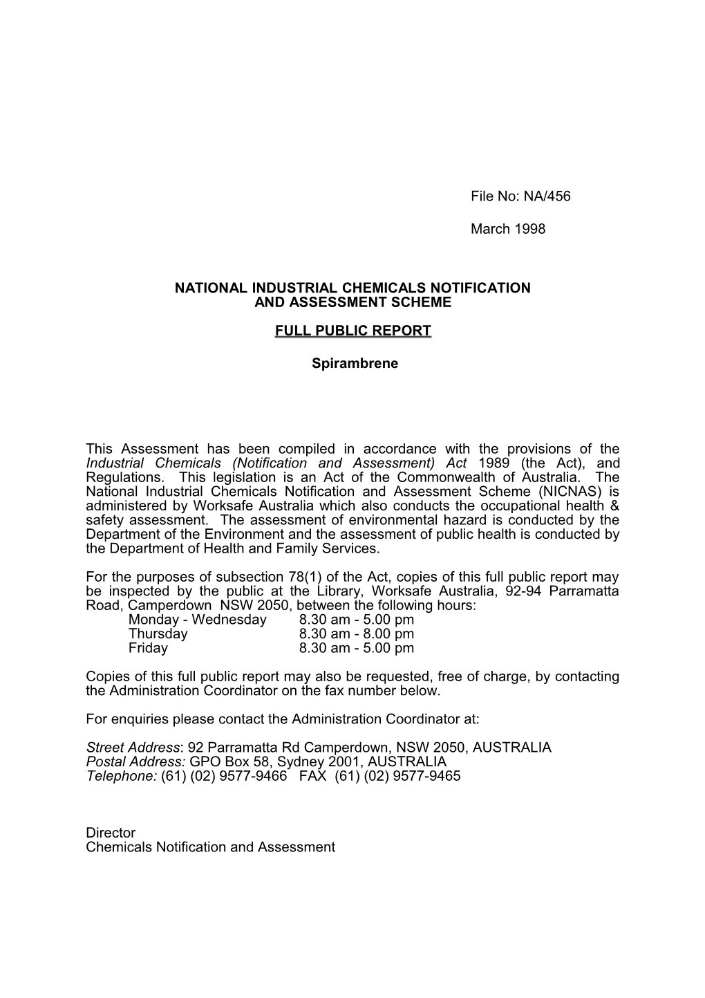 National Industrial Chemicals Notification s1