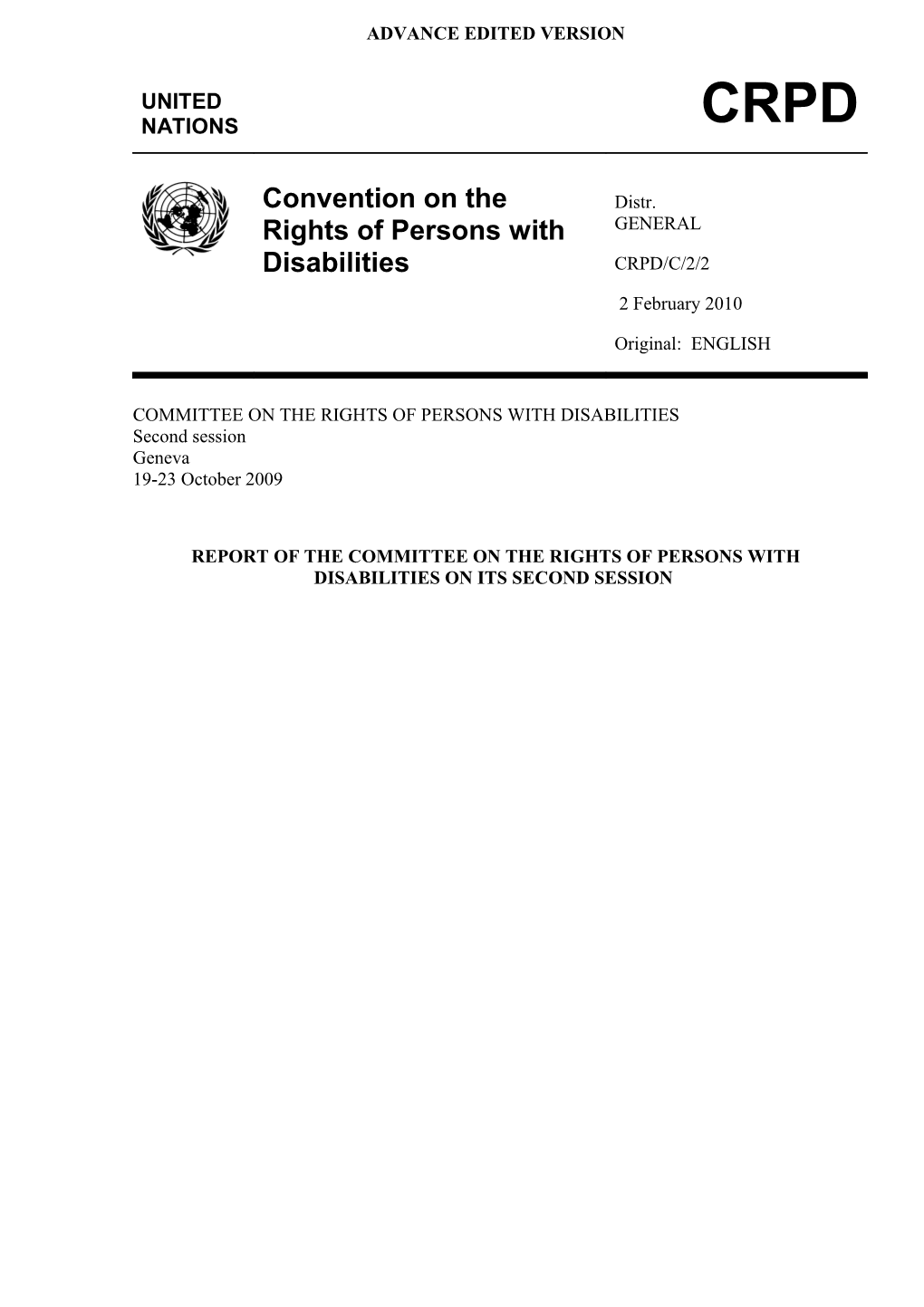 CRPD Report on the First Session