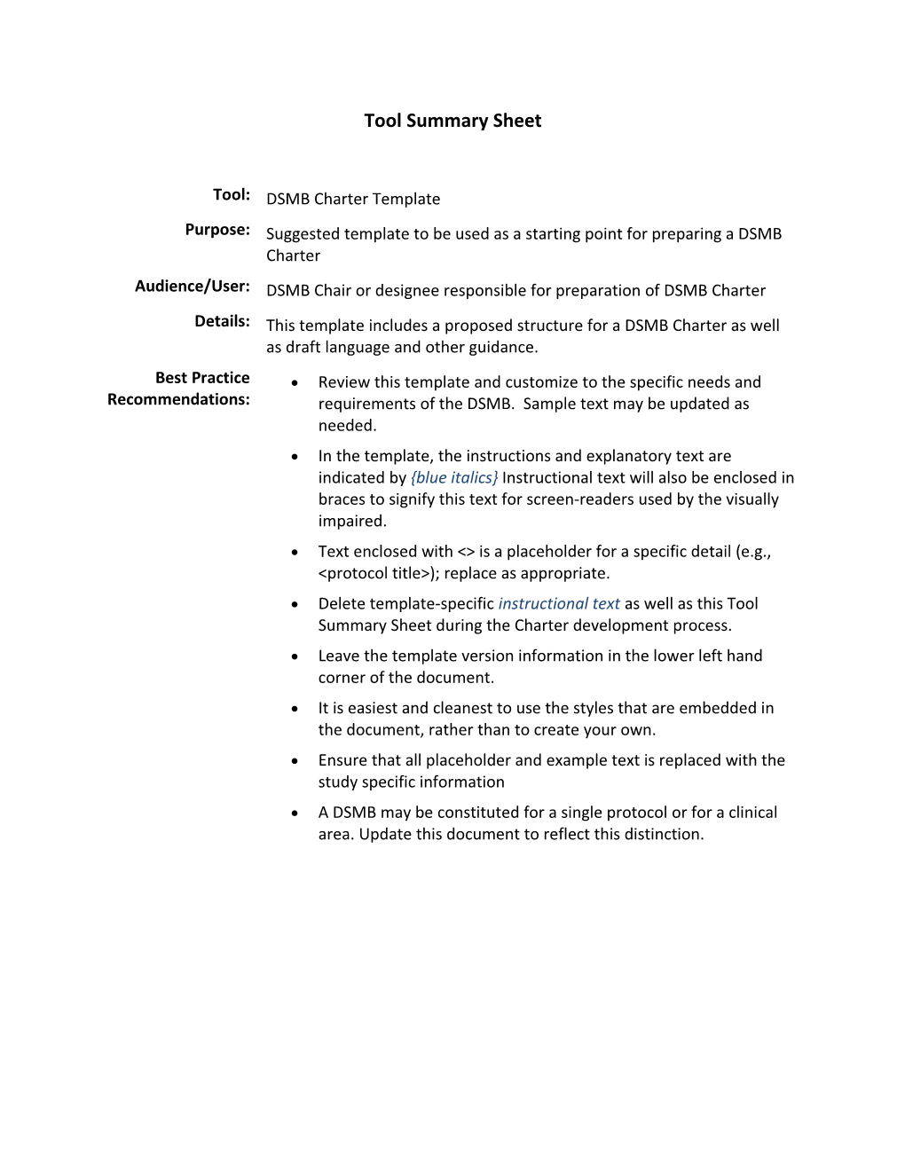 Data and Safety Monitoring Board (DSMB) Charter