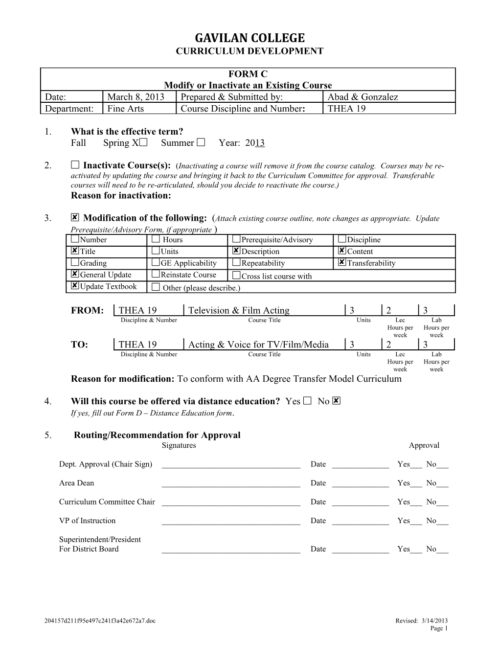 Course Discipline and s8