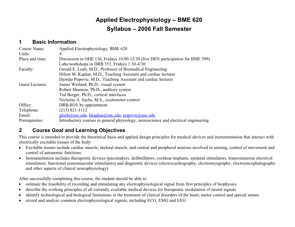 Applied Electrophysiology BME