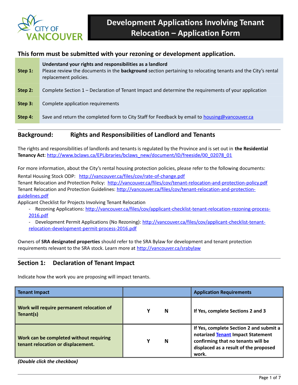 This Form Must Be Submitted with Your Rezoning Or Development Application