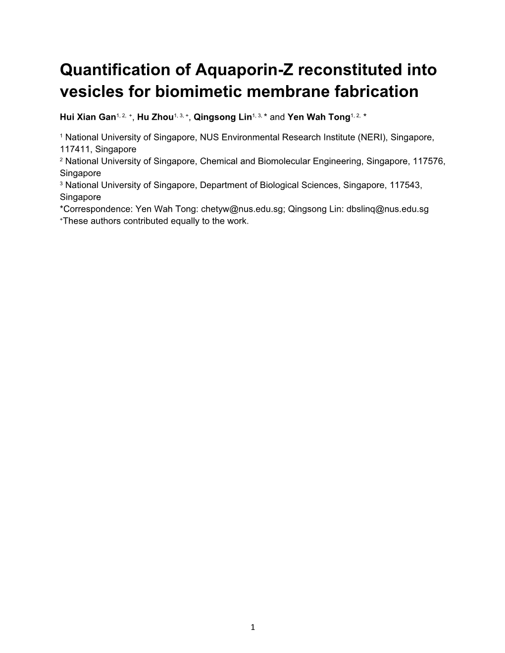 Quantification of Aquaporin-Z Reconstituted Into Vesicles for Biomimetic Membrane Fabrication