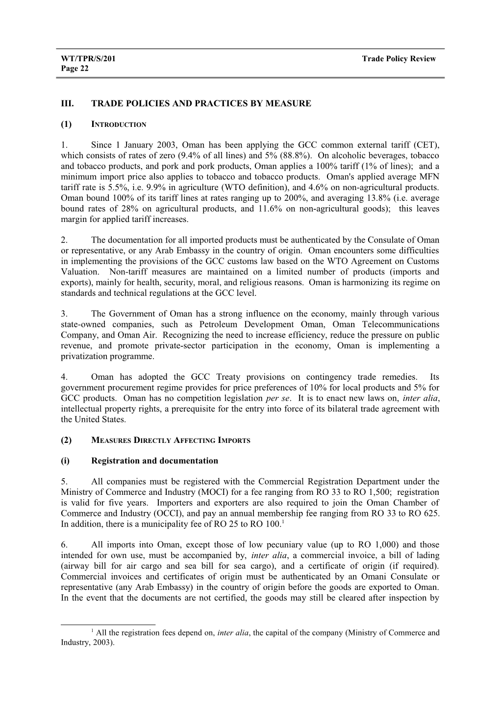 III. Trade Policies and Practices by Measure s7