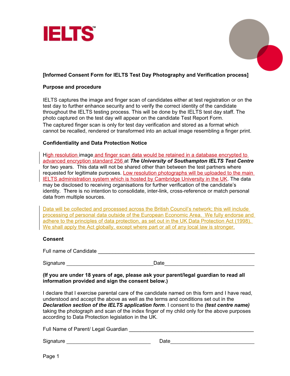 Informed Consent Form Template for Clinical Studies